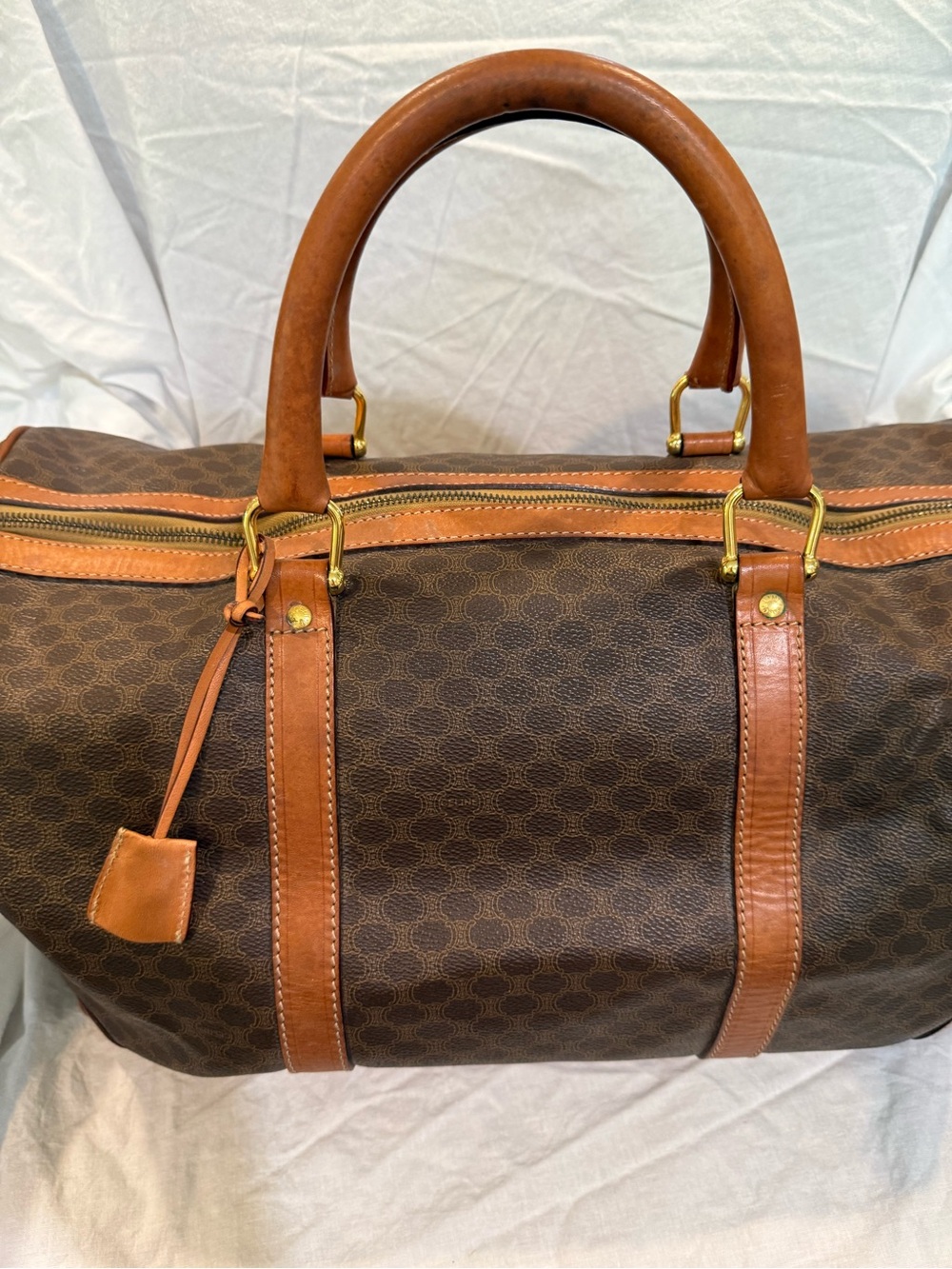 Vintage CELINE Macadam Boston Bag PVC Leather Weekender Travel Bag Ital - Picture 2 of 16